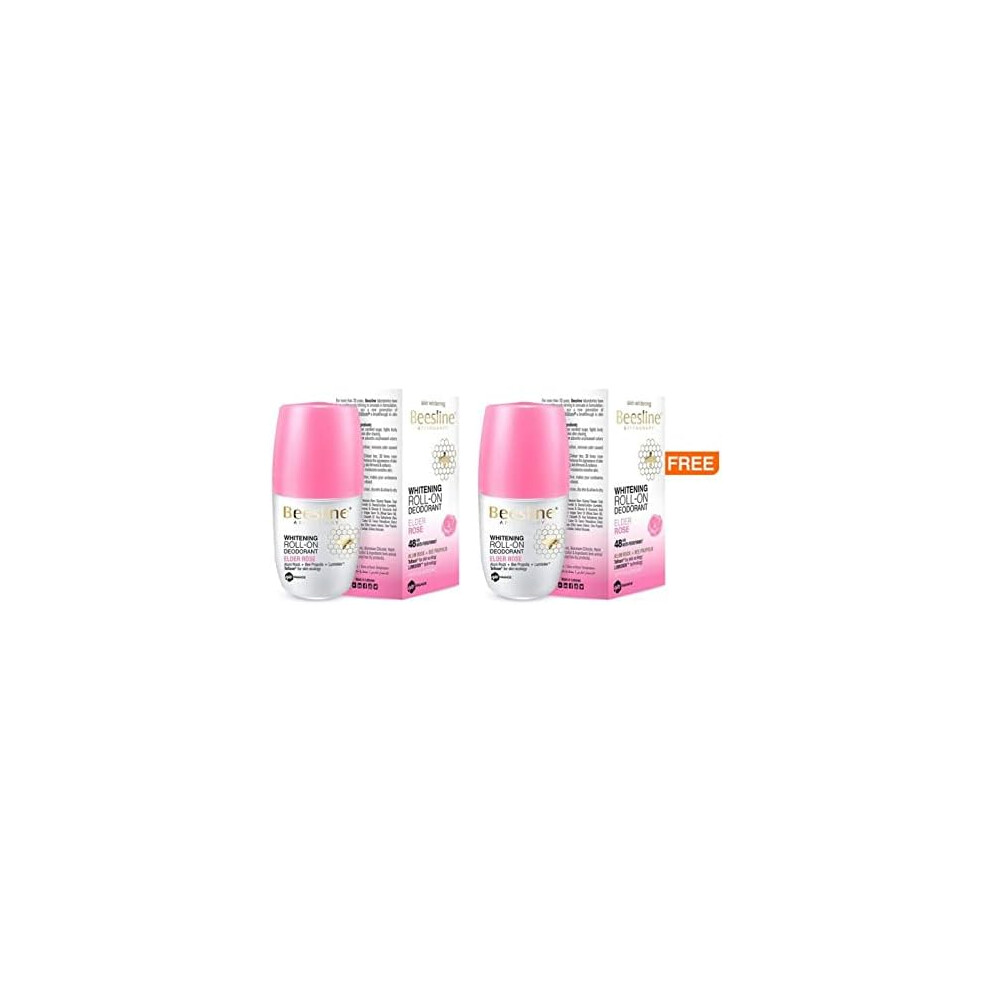 Beesline Elder Rose Roll-On Deodorant (1+1 Free) 48-Hours Protection, 0% Aluminum, Parabens - 50ML