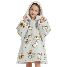 KFUBUO Tragbare Kapuzendecke f?r Kinder, Sherpa-Muster, ?bergro?e Sweatshirtdecke mit Tasche, 6?10 Jahre altes M?dchen, Jungen, Geburtstagsgeschenk, K