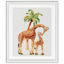 Thea GOUVERNEUR SINCE 1959 Dutch Stitch Brothers - Counted Cross Stitch Kit - DSB003A - Safari Giraffe - White Aida - 15 x 9.8 Inch - Embroidery Kit f