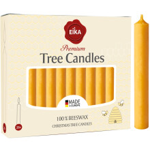 Eika Premium 100% Beeswax Tree Candles - Pack of 40 Honey Colored Natural Christmas Wax Candles for Pyramids Carousels & Chimes - Made in Europe