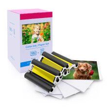 Kompatible Canon Selphy CP1300 Tinte und Papier KP-108IN KP108, 3 Farbtintenpatronen und 108 Blatt 4x6 Fotopapier gl   nzend f   r Canon Selphy CP130