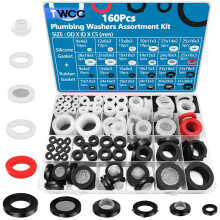 TWCC 160 pezzi Set di rondelle in gomma per tubi idraulici con filtro a rete e kit di rondelle in silicone per guarnizione per soffione doccia, t