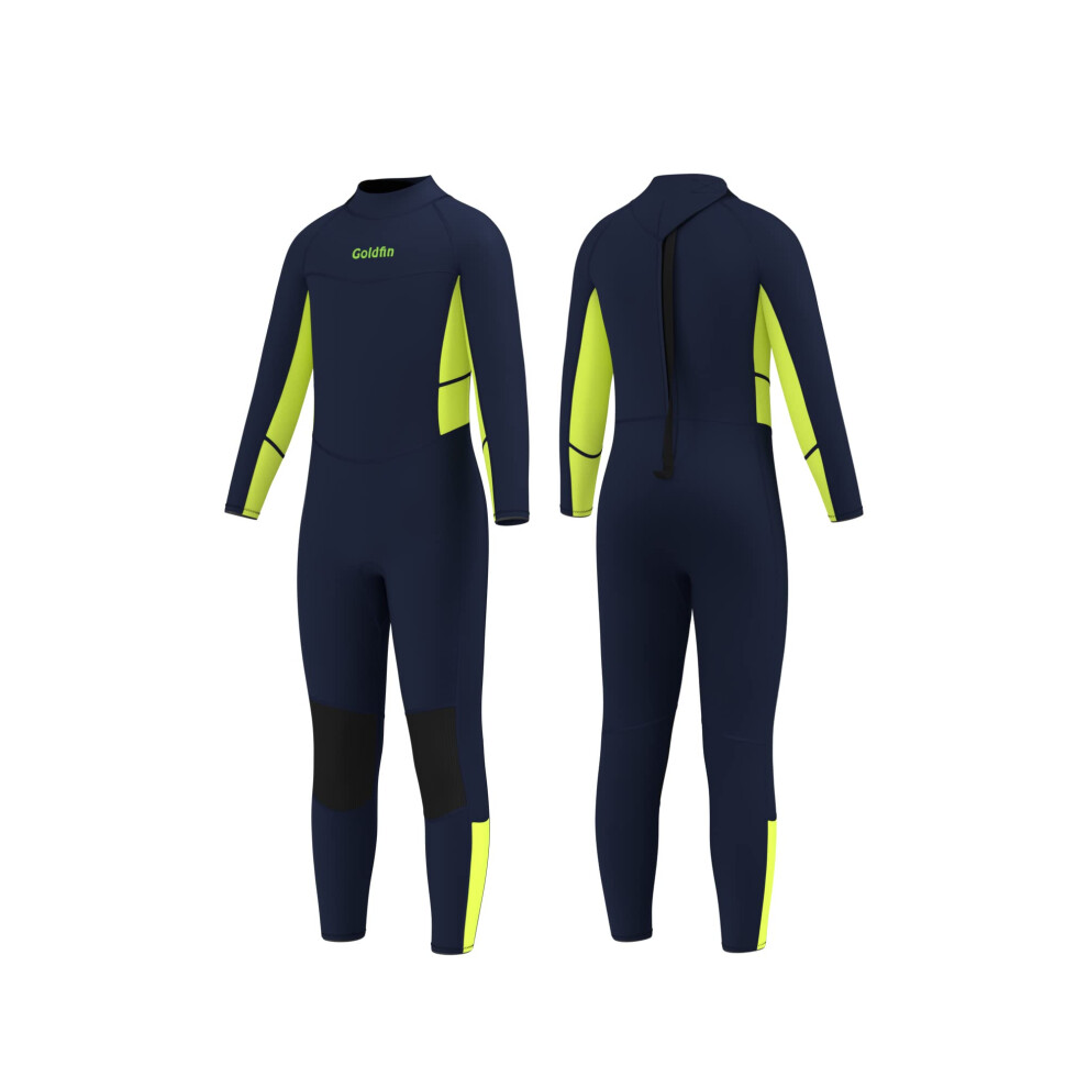 Goldfin Kids Wetsuit for Boys Girls 3mm Neoprene Fullsuit for Toddler Back Zip Youth Water Aerobics Diving Boating Snorkeling Surfing Swimming