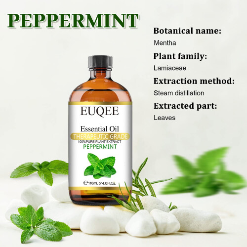 EUQEE Έλαιο Μέντας 118 ml Καθαρό Έλαιο με Γυάλινη Σταγόνα, Ιδανικό για Αρωματοθεραπεία 2