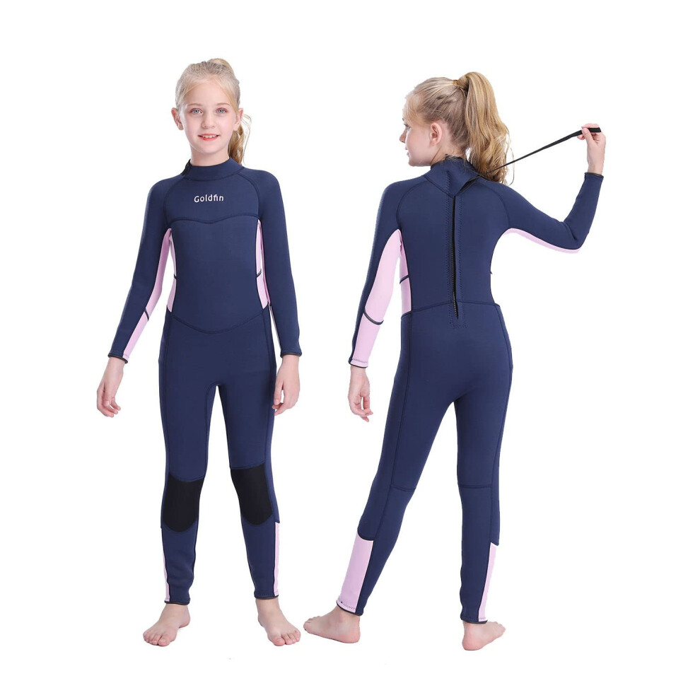 Goldfin Kids Wetsuit for Boys Girls 3mm Neoprene Fullsuit for Toddler Back Zip Youth Water Aerobics Diving Boating Snorkeling Surfing Swimming