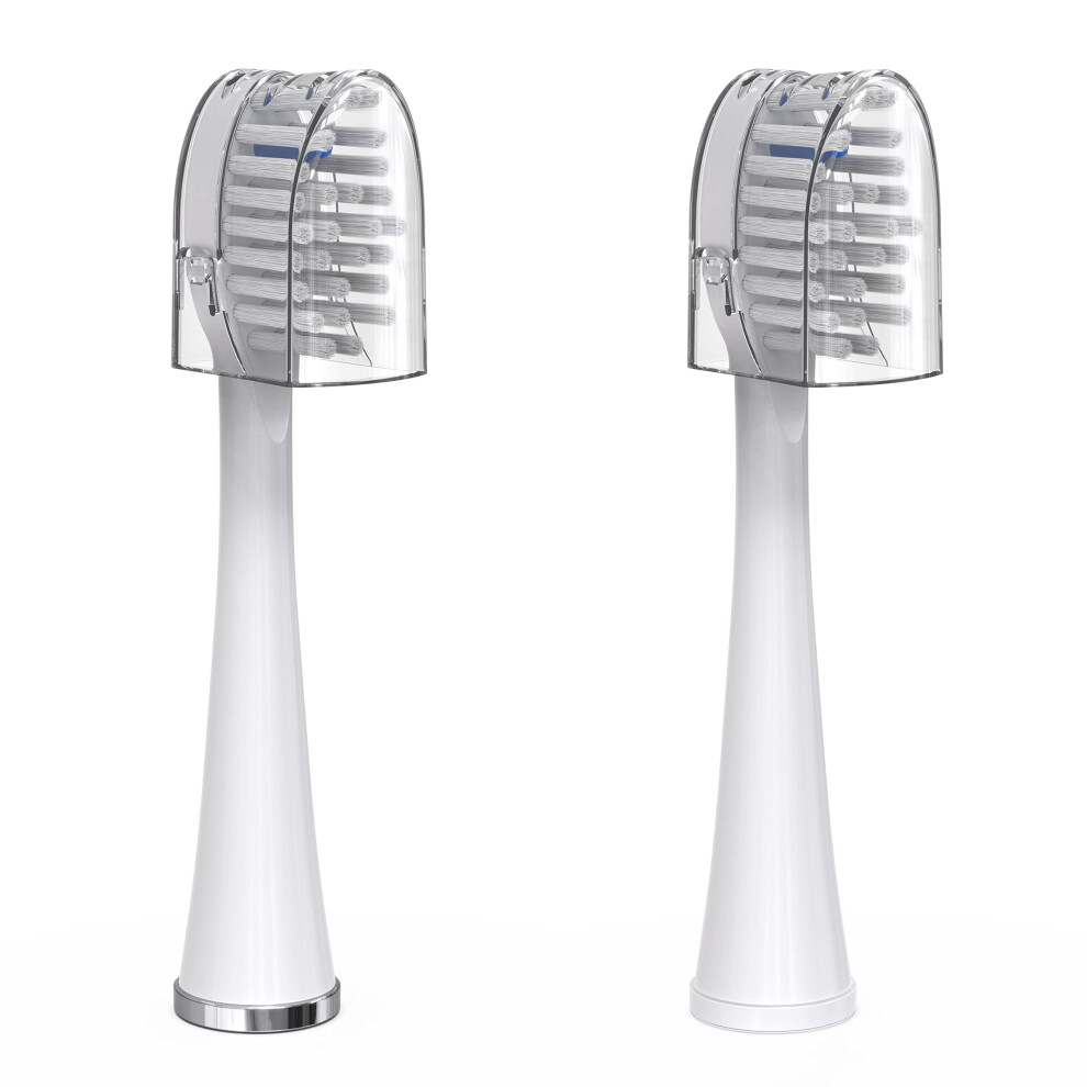 Waterpik Genuine Full Size Replacement Brush Heads With Covers for Sonic-Fusion Flossing Toothbrush SFFB-2EW  2 Count White