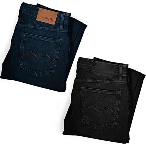 Urban Star Ανδρικά Τζιν Χαλαρή Εφαρμογή 2-Pack - Ευθεία Γραμμή Stretch Τζιν Ανδρών 38W x 34L