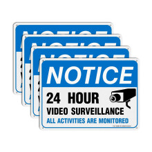 Video Surveillance Sign  All Activities are Monitored - 4 Pack - 7 x 10 Inches Rust Free .040 Aluminum Reflective - UV Protected  Waterproof  Weatherp
