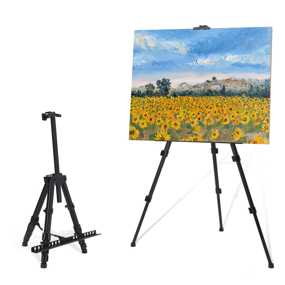 STARHOO Easel for Painting Canvas - Aluminum Art Easel Stand for Table Top/Floor 17 to 63 Adjustable Height with Portable Bag Classic Black
