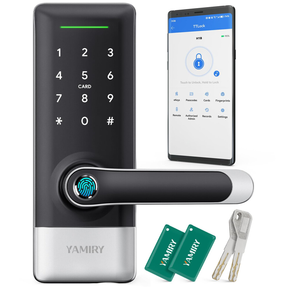 Keyless Entry Door Lock Yamiry Smart Lock For Front Door Fingerprint Door Lock Keypad Door Lock With Handle Digital Door Lock Code Door Lock App 761026804095