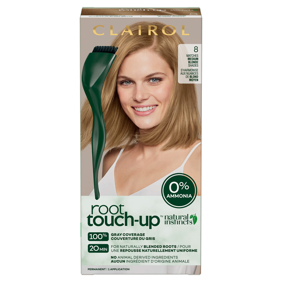 Clairol Root Touch-Up by Natural Instincts Permanent Hair Dye  8 Medium Blonde Hair Color  Pack of 1