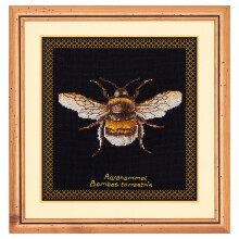 Thea Gouverneur - Counted Cross Stitch Kit - Bumble Bee - 2 - Aida Black - 14 Count - Embroidery Kit for Adults - DMC Embroidery Threads and Other Cro