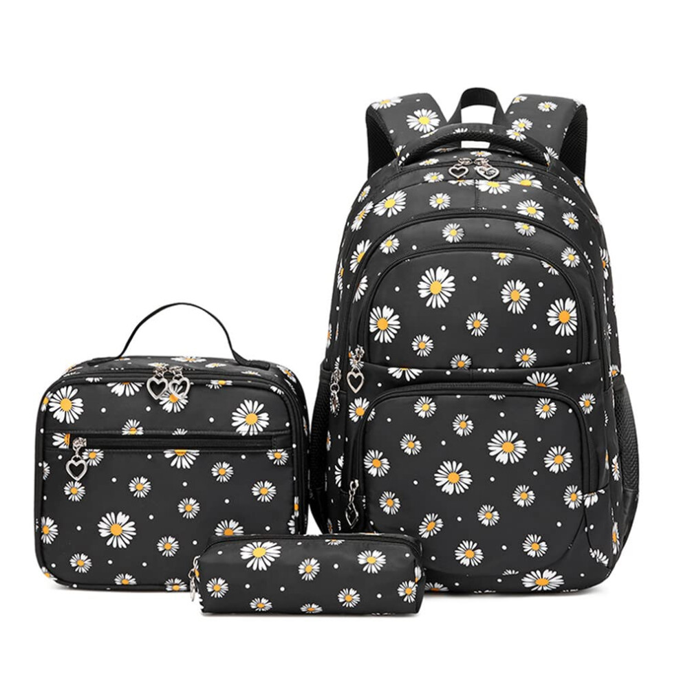 Etaishow Daisy-Print Backpack Set For Girls Kids Bookbag For Elementary School 3Pcs School Bag With Lunch Bag 5714406673199