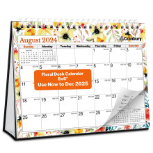 Cranbury Small Desk Calendar 2024 2025 - (Floral) 8x6 Calendar de birou n picioare Utiliza?i acum pna n decembrie 2025 Calendar desktop Design