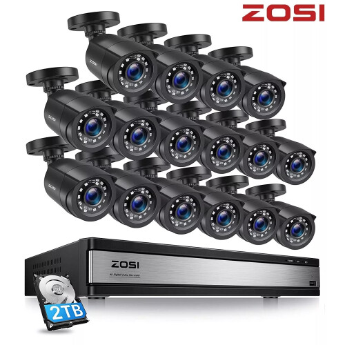 ZOSI 16CH CCTV Camera System 1080P Home Security 2TB DVR Night Vision