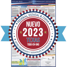 2023 Texas Spanisches Staats- und Bundesarbeitsgesetze Poster - OSHA-Arbeitsplatzkonform 36"""" x 24"""" - All-in-One-Poster erforderlich - Laminiert