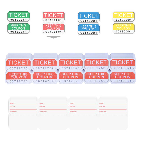 DGBDPACK 250 Κόκκινα Διπλά Λαχεία, 50/50 Κατάλληλα για Λαχειοφόρους Διαγωνισμούς