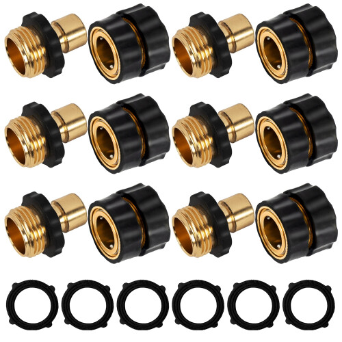 Raccordo Rapido 3/4 in Ottone, 2 Pezzi in Ottone Quick Connect, Raccordo 3/4 di Pollice 1