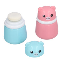 Body Powder Container Fine Powder Cartoon Bear Powder Puff Box 2 Pcs No Irritation Durable for Adult for Travel for Children for Home(Bear Puff Empty