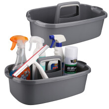 Cleaning Caddy Organizer with Handle Gray Plastic Bucket for Cleaning Supplies Products Cleaning Tool Storage Tote 2 Pack