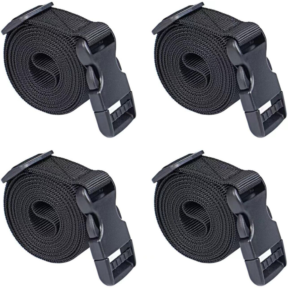 Utility Straps Tie Down Straps With Buckle Quick-Release Adjustable Nylon Camping Sleeping Bag Straps Black 4 Pack 6 Feet Black 689713717124
