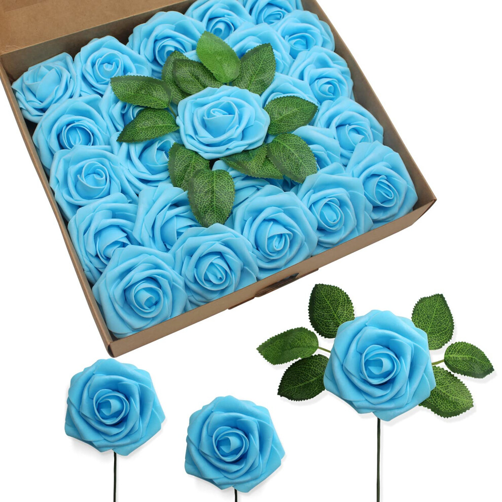 Joylex Kunstbloemen Realistische Rozen 50 Stuks Echt Uitziende Neprozen Met Steel Voor Diy Bruidsboeketten Tafelstukken Bruidsdouche Feest Thuis Roma-image