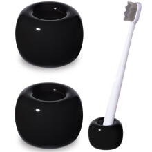 Urbanstrive Mini support de brosse dents en cramique lgant pour comptoirs de salle de bain (noir, lot de 2)