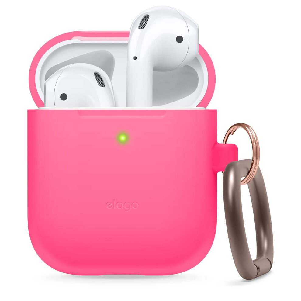 Elago Airpods Hang Case - Extra Protection Added Carabiner - For Airpods Case Neon Hot Pink 8809788482976