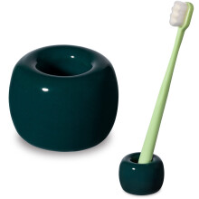 Urbanstrive Sleek Mini Ceramics Tandborsthllare Stativ fr Bnkskivor fr badrumsskp (mrkgrn 1-pack)