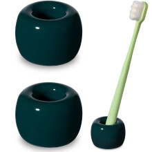 Urbanstrive Sleek Mini Ceramics Tandborsthllare Stativ fr badrumsskp Bnkskivor Mrkgrn 2-pack