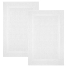 Infinitee Xclusives Premium Cotton Banded White Bath Mats - Pack of 2 22x34 Inches Not a Bathroom Rug Ultra Soft and Super Absorbent Floor Mat Machi