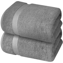 Infinitee Xclusives Premium Light Grey Bath Sheets Towels for Adults - 2 Pack Extra Large Bath Towels 35x70-100% Soft Cotton Absorbent Oversized Towe