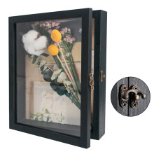 GraduatePro Shadow Box Frame 8x10 Display Case with Linen Back Real Glass Window Door with Hinge Picture Frame Wedding Bouquet Memorabilia Medals Ph