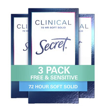Secret Clinical Strength Soft Solid Antitranspirant und Deodorant f r Frauen, Free Sensitive, 16 oz, 3er-Pack