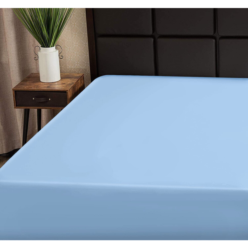Drap-housse Superity Linen King - 100 % coton 200 fils/cm   , respirant, doux et confortable, lavable et s   chable en machine (King 78 x 80 bleu)