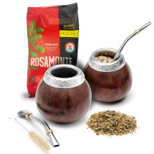 Balibetov uppsttning av tv Yerba Mate Gourd och ett paket med 100gr - 3,5 oz av Yerba Mate - Yerba Mate Cup Argentina - 2 Mate Tea Cup 2 Bombil