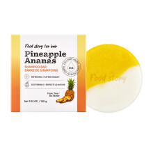 FOOD STORY FOR HAIR ANANAS SHAMPOO-RIEGEL F   r fettige Kopfhaut und Haare Niedriger pH-Wert Vegan Erfrischendes, surfatfreies, wasserloses Shampoo