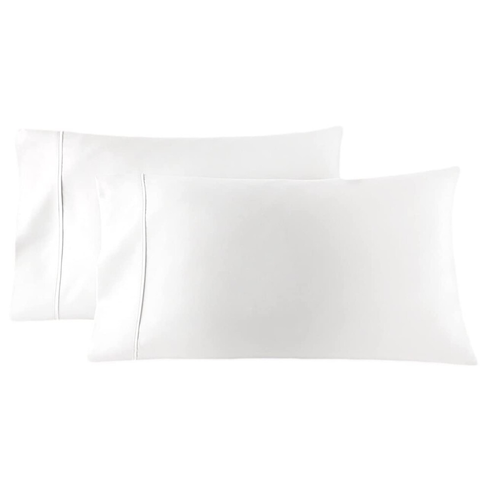 Shandreamz - 100% Percale Katoenen Kussenslopen Witte Katoenen Kussenslopen Set Van 24 200 Draaddichtheid Elegante Dubbel Gestikte Kussenslopen Kussen-image