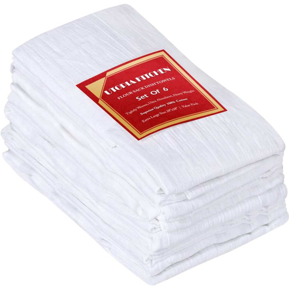 Utopia Keuken White Utopia Kitchen 6 Pack Flour Sack Tea Towels 28 X 28 Ring Spun 100% Cotton Dish Cloths - Machine Washable - For Cleaning & Drying