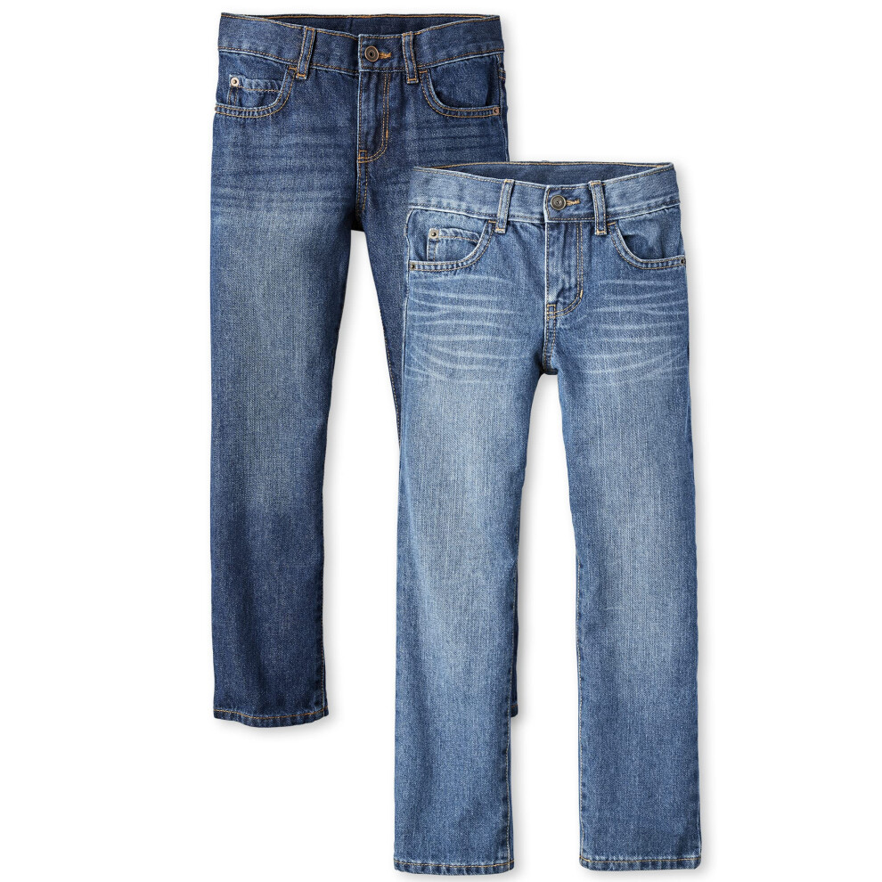 Jean droit basique pour gar?on The Children's Place, d?lav? carbone/fonc?, lot de 2, taille 18S