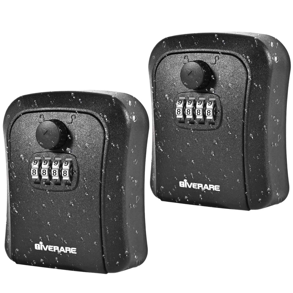 Giverare 2 Pack Key Lock Box Wall Mount 4 Digits Combination Lockbox Outside Waterproof Outdoor Key Hider For House Key Resettable Safe Security Pa 772467217580