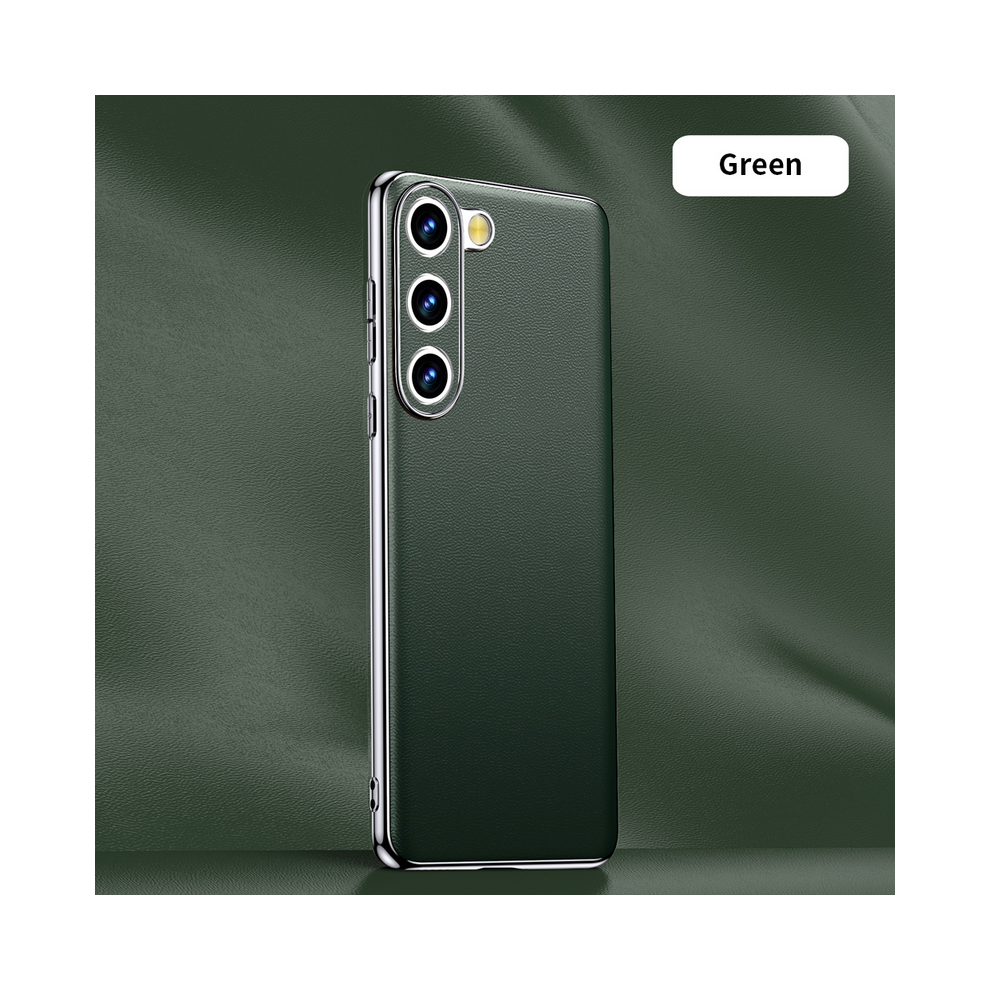 ( (1), For Galaxy S24) Genuine Cowhide Leather Phone Case For Samsung Gal Green 931287628017