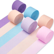 PartyWoo cr?pepapier slingers 6 rollen 492ft verpakking perzikpaars lichtroze en pastelblauwe feestslingers voor zeemeermin verjaardagsdecoraties Merm