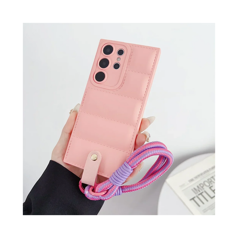 (, S20) Fashion Down Jacket Lanyard Case For Samsung Galax Pink 931287626907