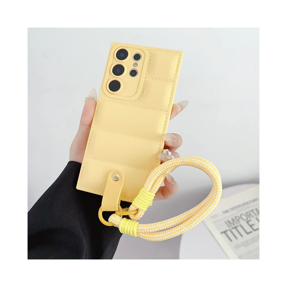 (, S20) Fashion Down Jacket Lanyard Case For Samsung Galax Yellow 931287626877