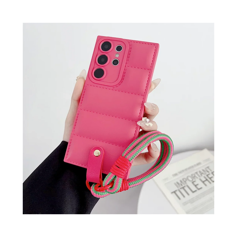 (Rosered, S23 Fe) Fashion Down Jacket Lanyard Case For Samsung Galax 931287626914