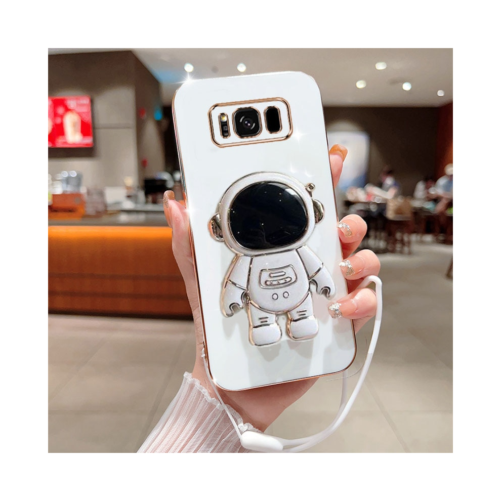 (, Samsung Galaxy S8) Luxury Plating Square Astronaut Holder With Landya White 931287642181