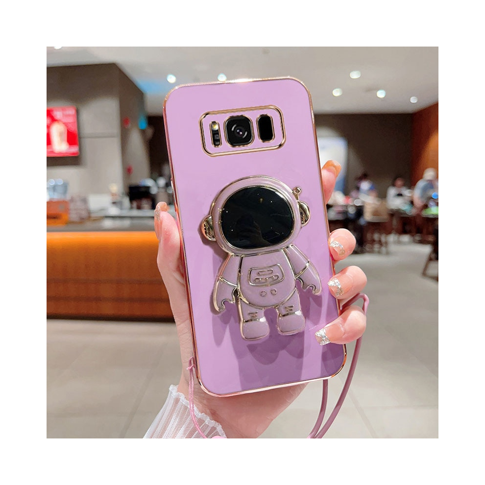 (, Samsung Galaxy S8) Luxury Plating Square Astronaut Holder With Landya Purple 931287642228