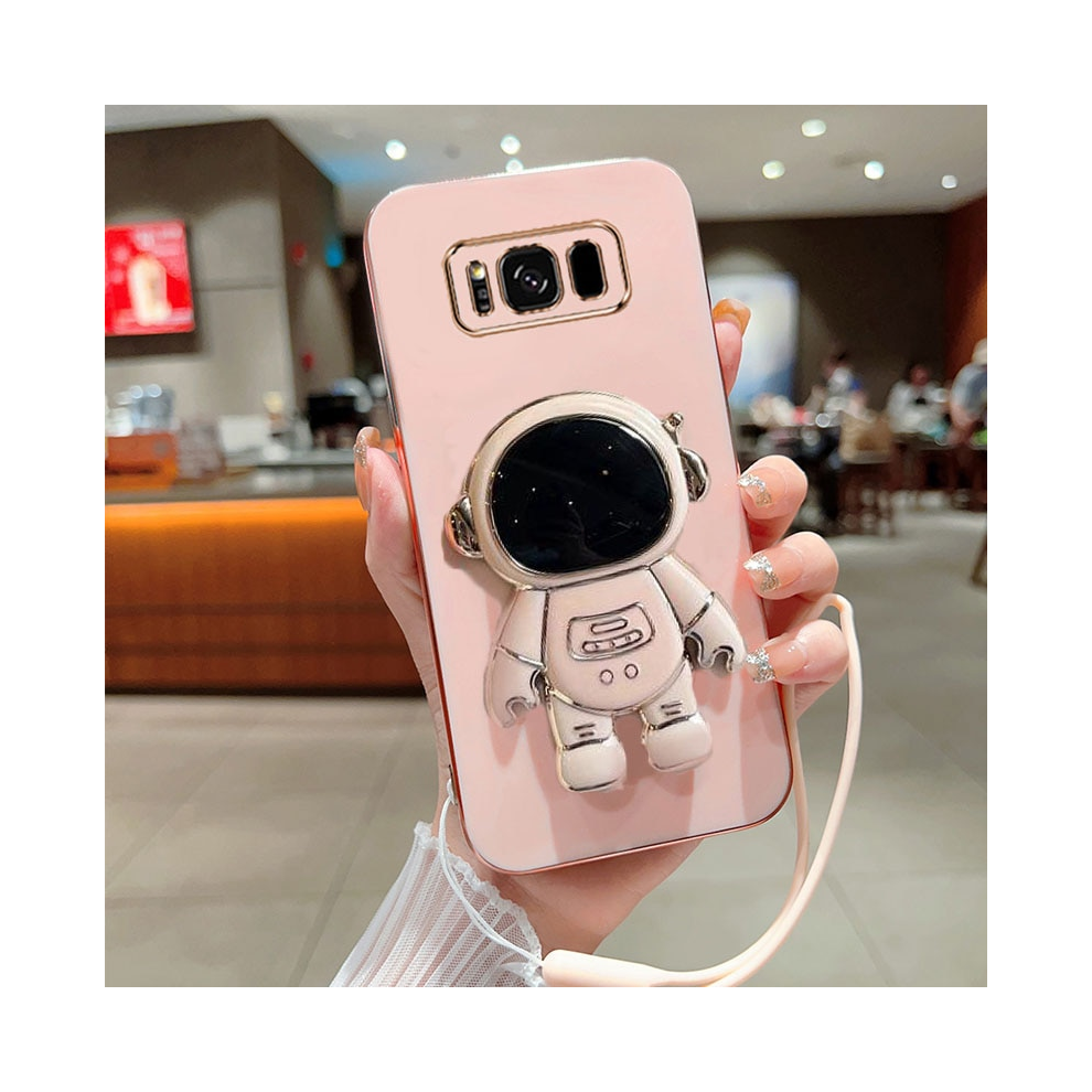 (, Samsung Galaxy S8) Luxury Plating Square Astronaut Holder With Landya Pink 931287642211