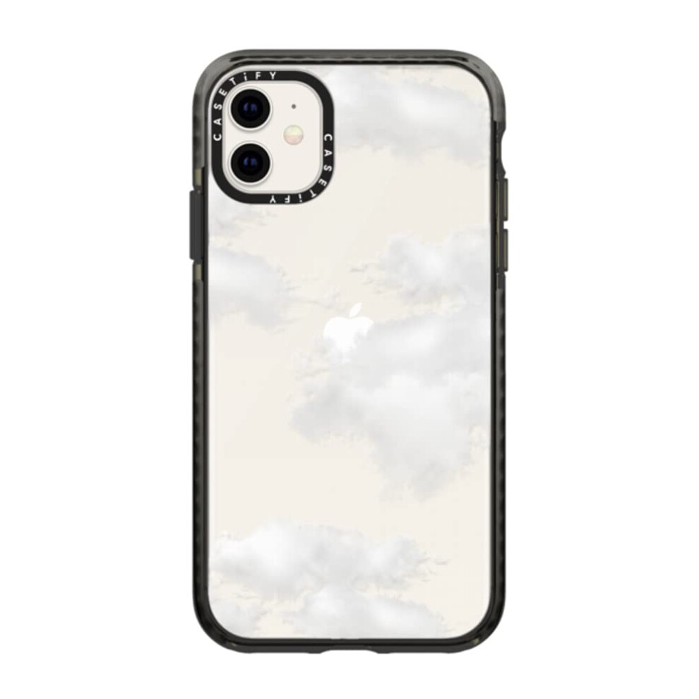 Coque Impact Casetify pour iPhone 11 - Blanc nuages - Noir transparent